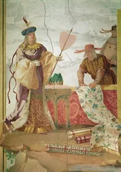 Chiński sprzedawca tkanin